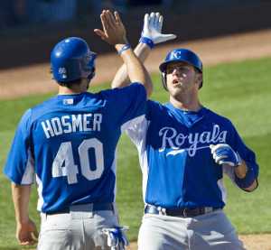 Eric Hosmer and Mike Moustakas represent the corner infield for the KC Royals. If they both can hit for better power in 2015 as oppose to their regular 2014 campaigns, the club could withstand losing a few key veterans like Shields, Aoki and Butler.