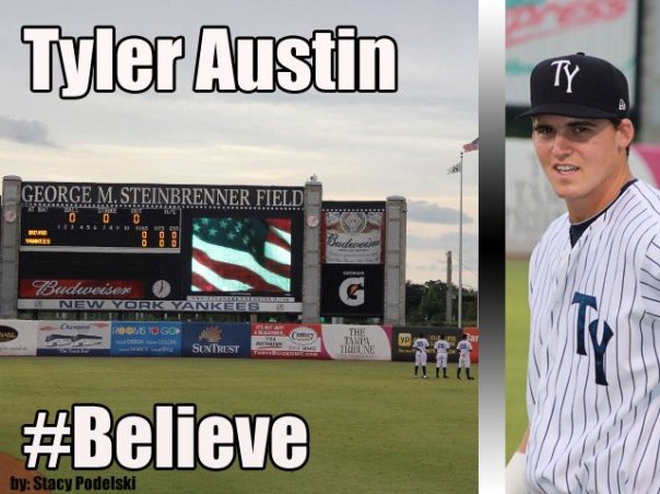 Tyler Austin had been invited to Major League Camp this year,  Both he and Mason Williams, made our top 100 Prospects list.  Tyler Austin has hit for a 3 Slash Line of .235/.291/.663 in 12 games with the Trenton Thunders.  In 51 AB he has driven in 10 RBI and scored 8 Runs.