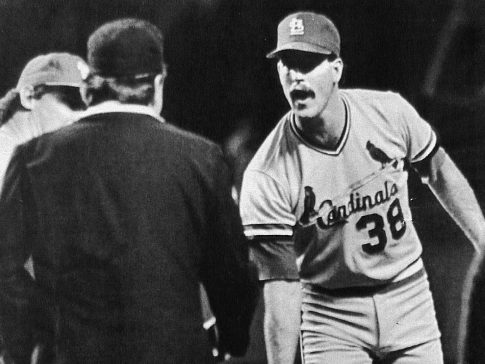 We could see another version of the i - 70 World Series. Cards' pitcher Todd Worrell argues a call with first base ump Don Denkinger. Baseball. World Series, 1985. Game 6.