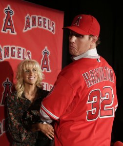 Josh Hamilton hit 43 HRs and added 128 RBI despite a 6 week slump in the middle of the year.  How much damage will he inflict on the other teams with having Trout on base and Pujols in the same lineup?
