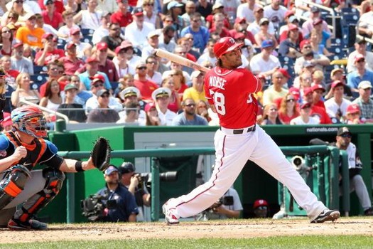 Mike Morse was only signed through the 2013 season, while the brass felt that the Nationals had a playoff Roster of players. From one injury after another, it is too bad the club didn't still have this guy to help the depth. Morse has hit for a 3 Slash Line of .248/.311/.766 - with 10 HRs and 18 RBI