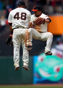 Andres Torres (right) strongly expressed his interest in coming back to San Francisco in 2013. He was big in their World Series Championship in 2010 hitting .350 in the NLCS and .318 in the World Series.