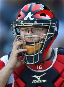 McCann has never been known for his defense, but he's good enough to stay back there without costing the team. Here he is sporting some glasses specially made to go under his catchers mask