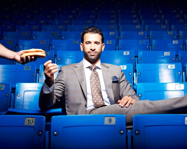 Jose Bautista doesn’t always eat hotdogs in an empty Rogers Center, but when he does, he wears a suit.