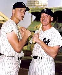 In 1961 it was just like Babe Ruth and Lou Gehrig all over again circa 1927, with Roger Maris and "The Mick" chasing down the Babe's 60 HR record. Mantle would fall by the wayside clubbing a Career high 54 dingers, while Maris broke the record. Their 115 combined HRs is still the best 1-2 record of ALL - Time.