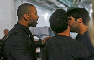Matt Kemp confronts Carlos Quentin after the game. Kemp was still furious at Quentin's reaction when he got hit by the Greinke pitch. Kemp almost got hit earlier on the game by a pitch that almost hit him on the head.
