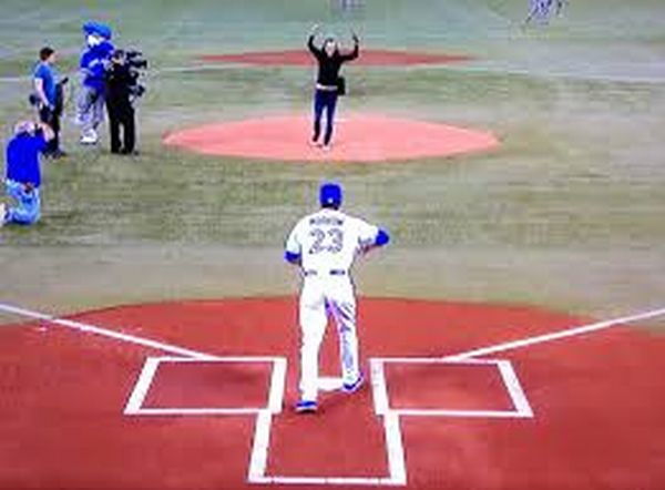 Geddy Lee is the front man for the Canadian Band Rush and threw out the first pitch. Over 48000 fans jam packed the Rogers Center this past Tuesday., The team is favored to win the American League east by Las Vegas Oddsmakers.