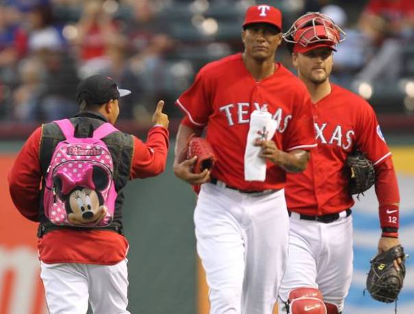 LHP Joseph Ortiz has had an incredible April on the mound, earning the nickname "Fearless Joe" from Texas fans. Probably the most notable rookie, and my personal favorite, is LHP Joseph Ortiz. Besides his 5'7" stature and Minnie Mouse backpack that he sports before games, Ranger fans have favored him for his fearlessness on the mound. Ortiz (who signed for 3K in 2006) Struck Out the 240 Million Dollar Pujols and the 125 Million dollar Hamilton with the bases loaded in the extra inning loss to LAA this week. Through 13 IP this season, he has 12 Strikeouts and a 2.77 ERA.