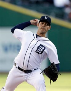 Detroit Tigers starting pitcher Anibal Sanchez throws during the second inning of a baseball game against the Minnesota Twins in Detroit, Friday, May 24, 2013. (AP Photo/Carlos Osorio)