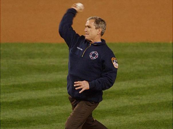 Perhaps no more opening pitch was important as the 1st pitch in New York City post the 9/11 Attacks. George Bush threw a perfect streak and te crowd was sent into a frenzy at Yankee Stadium