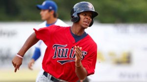 Buxton, the Twins' number 2 prospect, has a surplus amount of speed. Not only that, he has brought his bat around and is htting .368 this year in single-A Cedar. His strong arm is going to create a lot of outfield assists for this kid in the future.
