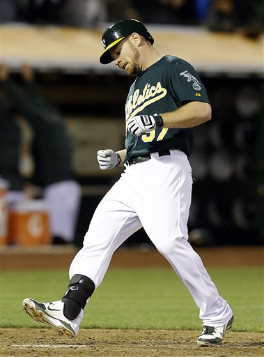 Brandon Moss has unleashed some serious power in the Bay Area since becoming  a member of the A's.  He has clubbed 59 HRs and added 172 RBI in just 844 AB.  This means he is averaging a big fly for every 14.3 AB, and about an RBI every 4.90 AB.  This is outstanding production.  In 550 AB, he would club about 38 HRs and add about 112 RBI.  Oakland has him under team control for 2015 and 2016 in Arbitration before he can hit Free Agency.  Moss has 8 HRs (2 last night) and knocked in 33 - while carrying a 3 Slash of .286/.364/.526 - which is close to his .894 Lifetime OPS with the A's,