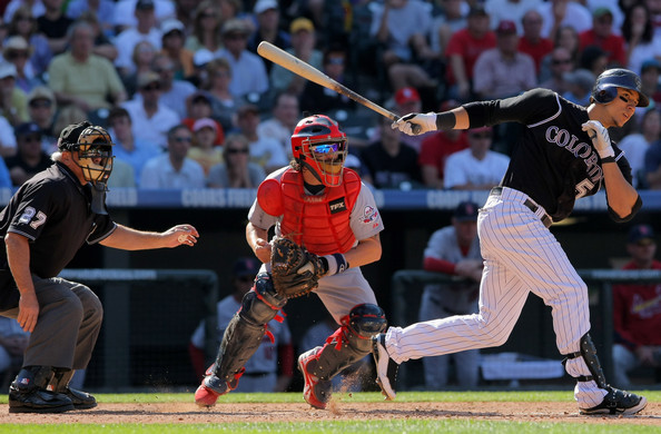Carlos Gonzalez is one of premier offensive players in baseball, and play stellar defense in the outfield. He gives the Rockies a great power combination in their lineup along with Tulowiitzki. He has a .302 batting average and a .958 OPS on the season. Gonzalez is second in the NL with 26 HRs and is seventh in with 70 RBIs. He is always a threat to steal bases, with him stealing 21 bases this season and has only been caught three times. He is fifth in the NL with six Triples, and has 113 hits overall. He leads the NL in Total Bases with with 231 and is second in AB per HR at 15. He is a nightmare for opposing pitchers with two and runners in scoring position with a .293/.408/1.067 triple-slash to include 18 RBIs in this situation.