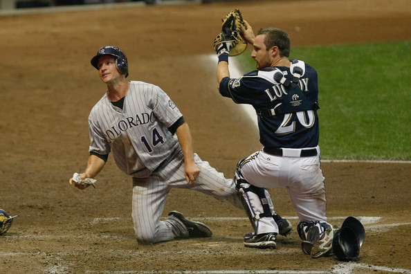 Jonathan Lucroy is having a very productive season at the catcher position for Milwaukee. He has a .284/.335/.837 triple-slash in 335 at-bats with 16 HRs and 58 RBIs. He also has hit 17 Doubles and has 94 hits in total on the season. Lucroy has caught 17 would be base stealers, which is good for fifth in the NL. He is a right-hander, but he has better success facing lefties with a .293 batting average against them in 92 at-bats this season. Another reason for his success has to do with how he handles the bat with runners in scoring position. He has a .304/.395/.936 triple-slash with 43 RBIs in this situation.