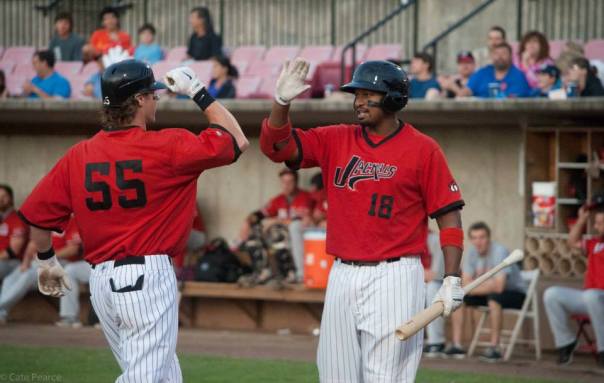 Duffy showed throughout the 2013 season that he has the ability to hit the baseball to different parts of the field. As a left-handed hitter, it is beneficial to Duffy to be able to hit the baseball to the opposite field, as it takes away the possibility of the opposing team putting a defensive shift on him. Chris Duffy celebrating with teammate Bryan Sabatella after hitting a HR during the 2013 Season.