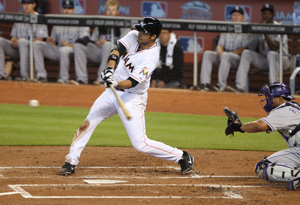 Garrett Jones has been instrumental in helping to protect Giancarlo Stanton.  Last night both of these individuals went yard twice for the Miami squad.  After a slow start to the year, that involved a ton of strikeouts, Jones has raised his 3 slash line to .286/.353/.518 on the year - with 8 HRs and 19 RBI.  When you add his 13 Doubles and 1 Triple to the mix, he is on pace for over 70 Extra Base knocks, outstanding production for GI Jones!