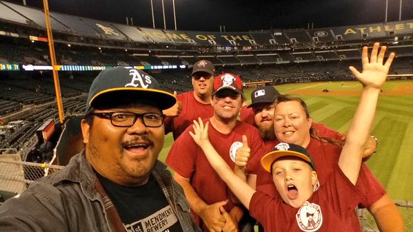 Hanging with the RF Bleacher Creatures, and new friends.  It was honor to be part of your crew out there in Section 148 Oakland!!  