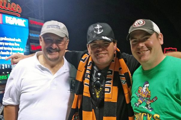 My cohorts Roger and Dan Ratzenberger waited patiently along with me at Camden Yards, as we endured a 3 hour and 2 minute rain delay, followed by an official game there, before a 100 mile journey to Citizens Bank Ball Park. When we arrived there, we were aided by the tarp being on the field there. That contest never started until 7:50 - and we saw every pitch. You bet we were happy. To have both of those games be official when it could have been a sweet fat zero instead..