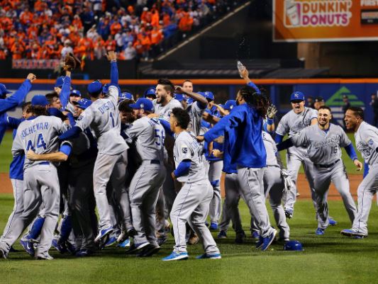 The Royals had home field in the 2015 World Series, yet played 1 less game at their park than the Mets, who they defeated in 5 games. Since the ALL - Star Game deciding which League would host more games, the winning team has actually had their park be the home venue for 2 less dates than the loser. There is a culprit in this fiasco, and that is the 2 - 3 - 2 format. I am proposing a 3 - 3 - 1 format or 2 - 4 - 1 change to the Fall Classic, Because of travel they would never do the 2-2-2-1 format ever again. ALEX TRAUTWIG/GETTY IMAGES